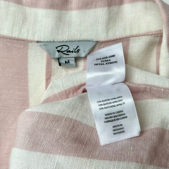 Rails Zuma Petal Stripe Shirt Short Sleeve Button Down Pink White Wide Stripe M - Picture 13 of 13